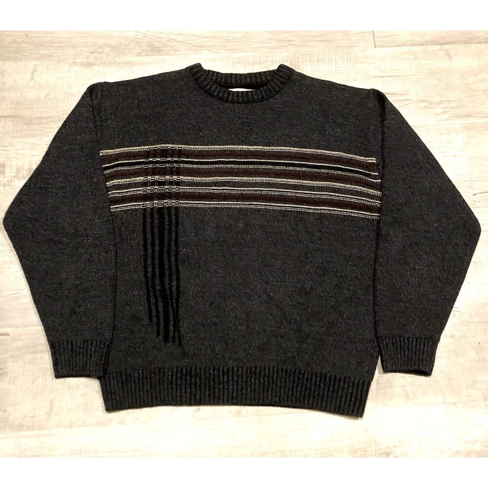 Vintage Munsingwear Men’s Sweater Size Large Chest Stripe Gray Grunge Skater 90s